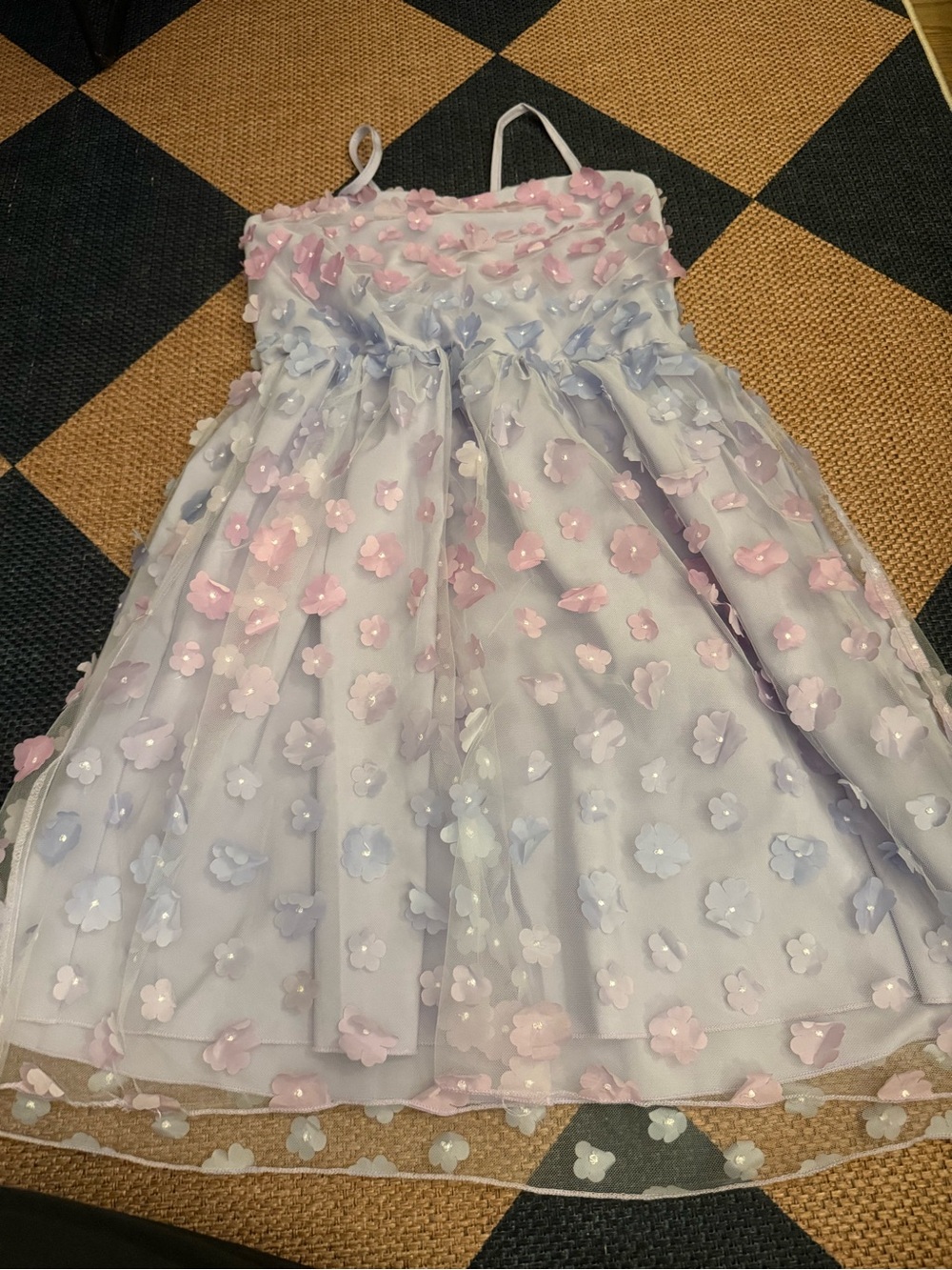 Girls Pastel Floral Appliqué Tulle Dress